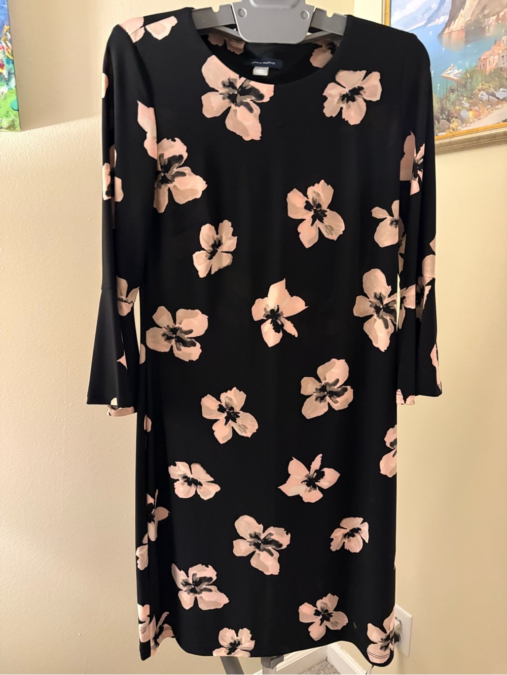 Tommy Hilfiger Black Dress with Peach/Pink Floral Print
